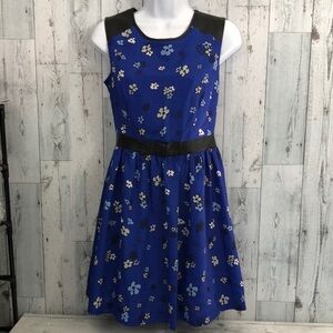 Eric + Lani Vegan Leather Trim Sleeveless Dress Small